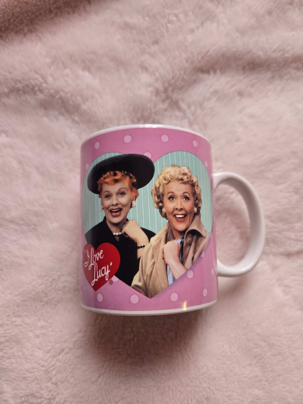 I Love Lucy Pink Polka Dot Mug CBS 2005 TV Memorabilia